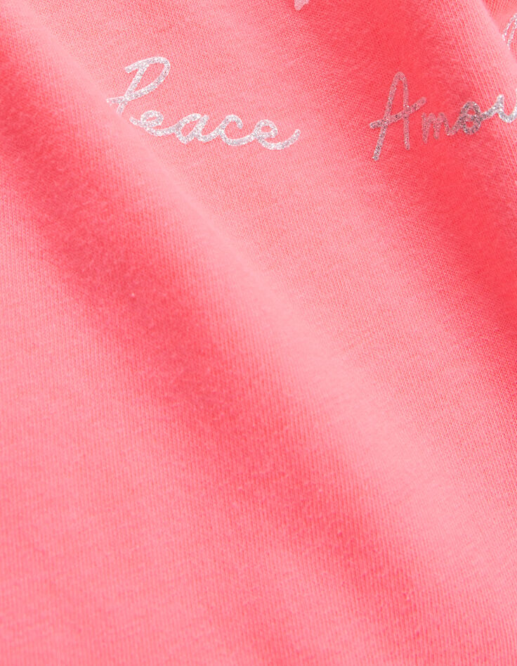 T-shirt 2-en-1 rose fluo et débardeur blanc fille-7