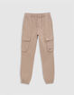 Pantalón JOGGER beige de niño con cintura elástica-4