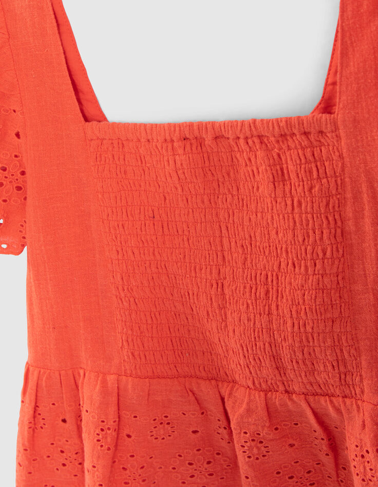 Top rojo cuello cuadrado bordado inglés niña-6 Top rojo cuello cuadrado bordado inglés niña-6