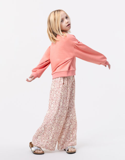 Pink floral paisley pants for girls - IKKS