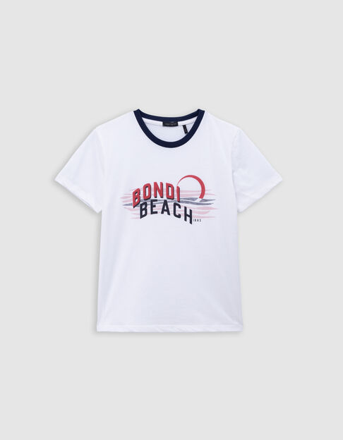 Camiseta blanca algodón rayas cometas niño - IKKS