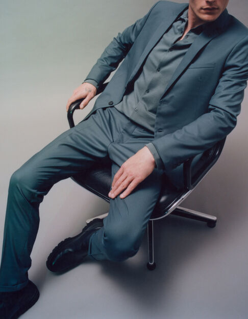 Staalblauwe blazer twill TRAVEL SUIT Heren - IKKS