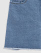 Blue denim shorts with fringed edges for girl-8