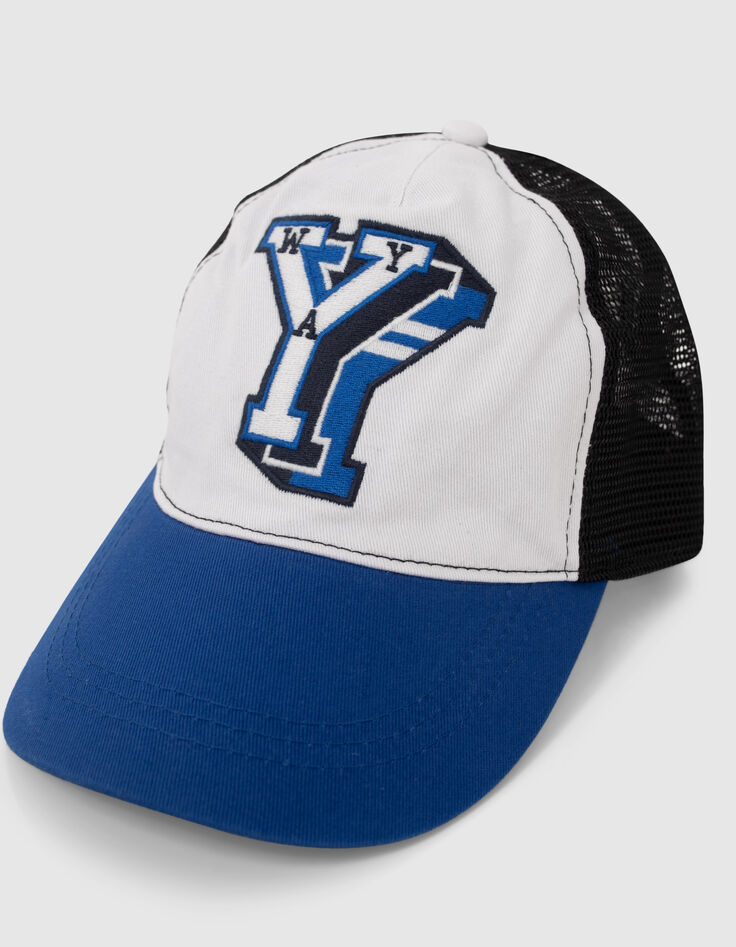 Boys’ blue, white, black embroidered cap-5 Boys’ blue, white, black embroidered cap-5