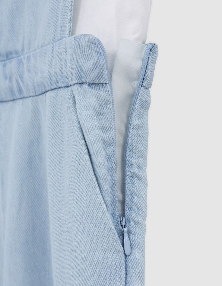 Set blaues Mädchen-Jeanslatzhose, Waterless und T-Shirt-6