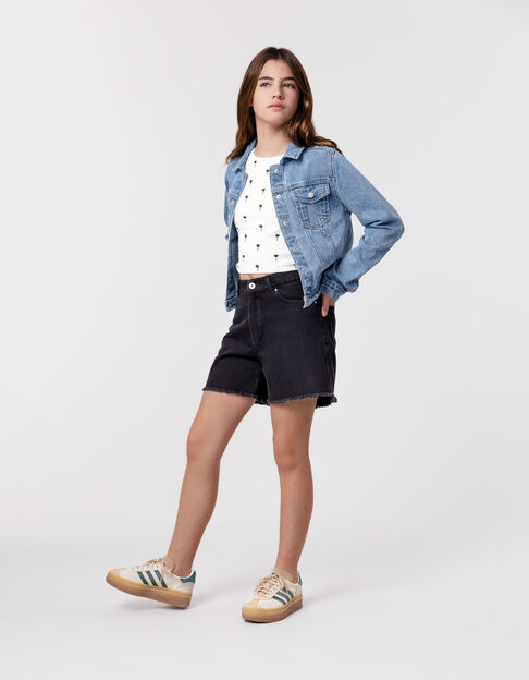 Shorts vaqueros negros waterless bordes deshilachados niña - IKKS
