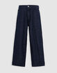 Women's raw blue cropped straight jeans-7