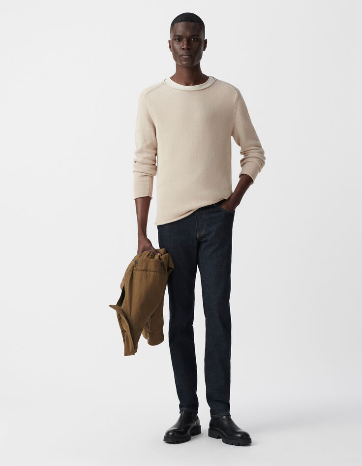 Men’s flax knit sweater with rolled edges-1 Men’s flax knit sweater with rolled edges-1