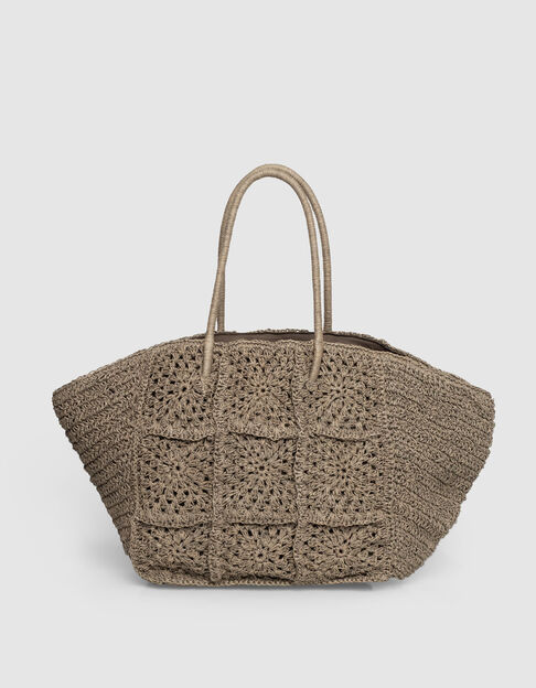 Khaki woven raffia-style basket - IKKS