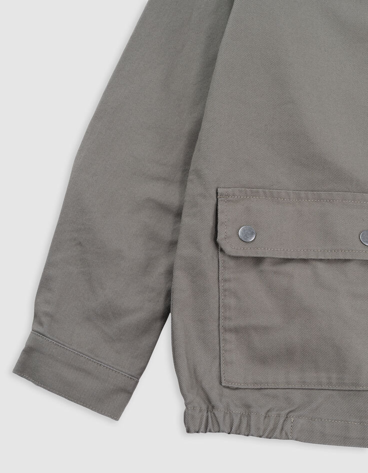 Khaki Mädchensafarijacke mit Maxi-Stickerei hinten-8