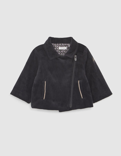 Cardigan noir esprit motard velours côtelé fille - IKKS