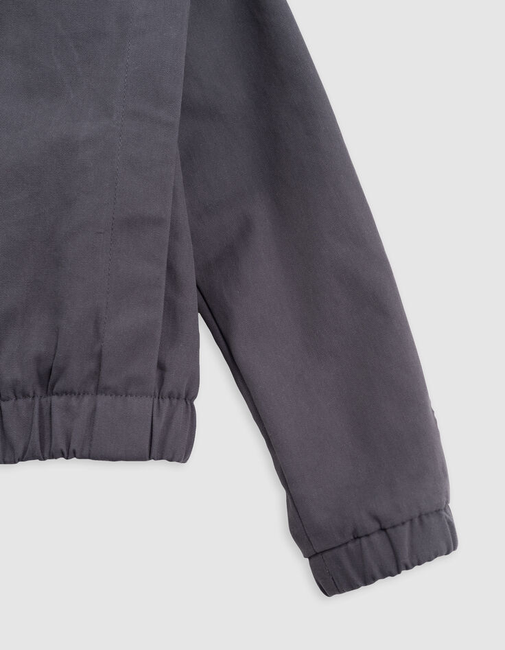 Grey maxi jacket with embroidered back for girl-7