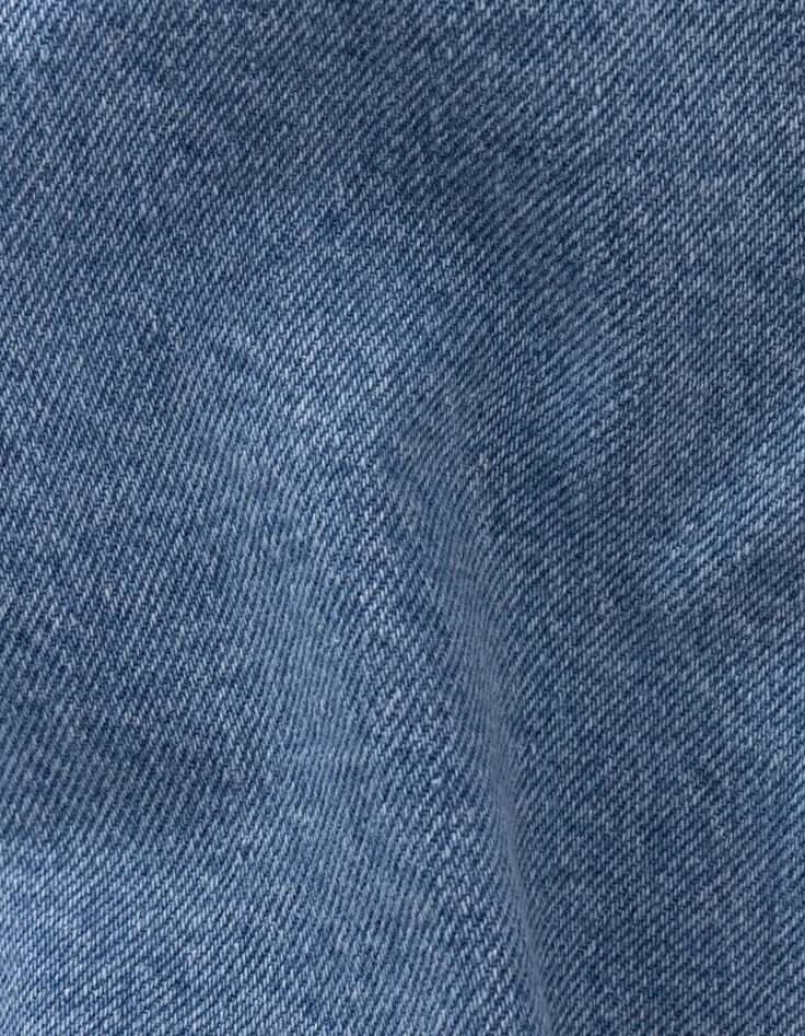 Blue denim shorts with fringed edges for girl-10 Blue denim shorts with fringed edges for girl-10