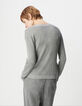 Cardigan chic gris tricot lurex ajouré Femme-3