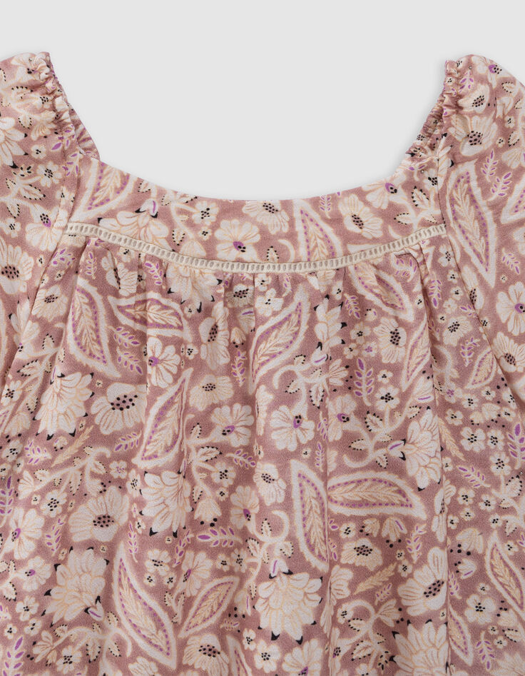 Pink floral paisley long dress for girl-4 Pink floral paisley long dress for girl-4
