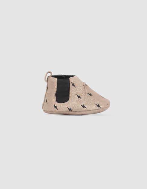 Chaussons en cuir dorés à éclairs bébé fille - IKKS
