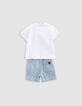Baby boy blue Bermuda shorts and white T-shirt set-5