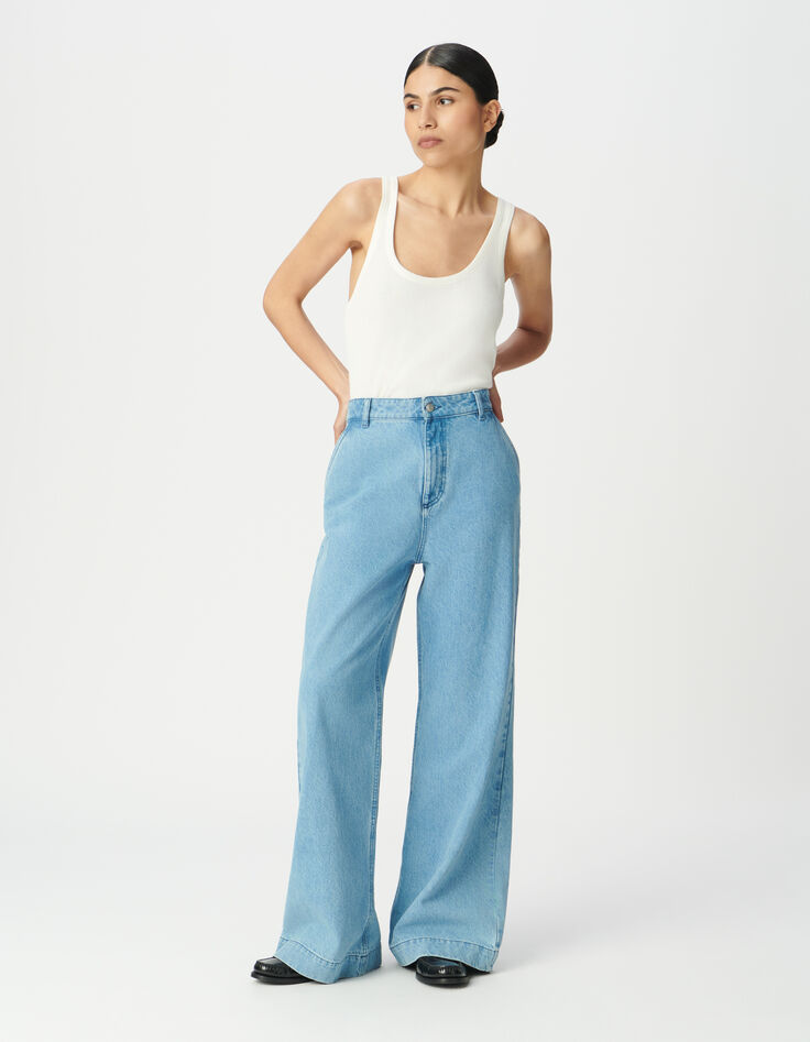 Women’s blue high-waist wide-leg jeans-1 Women’s blue high-waist wide-leg jeans-1