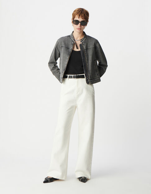 Veste en jean gris zippée ajustée Femme - IKKS