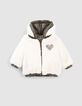 Plumas reversible leopardo floral o Sherpa bebé niña-3