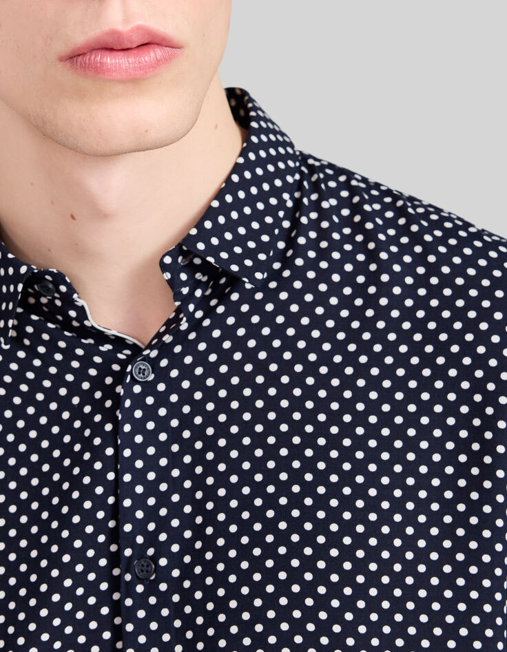 Chemise SLIM marine LENZING™ ECOVERO™ motif pois Homme-4 Chemise SLIM marine LENZING™ ECOVERO™ motif pois Homme-4