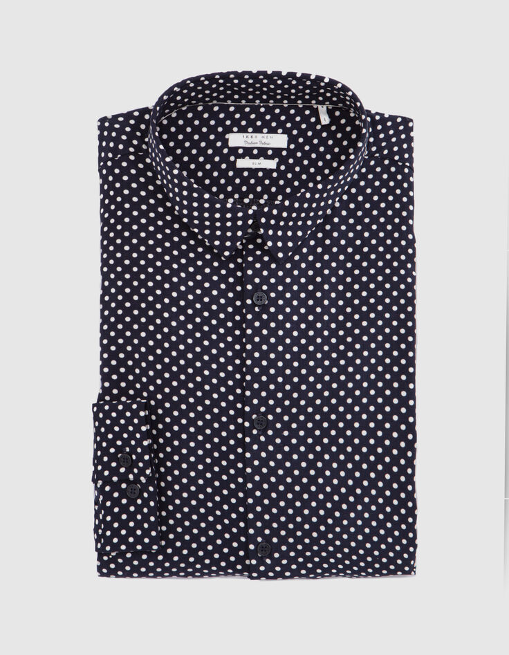 Chemise SLIM marine LENZING™ ECOVERO™ motif pois Homme-5