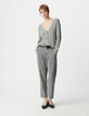 Cardigan chic gris tricot lurex ajouré Femme-1
