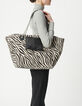 Shopping bag 1440 ecru canvas zebra pattern Size XL Women-6