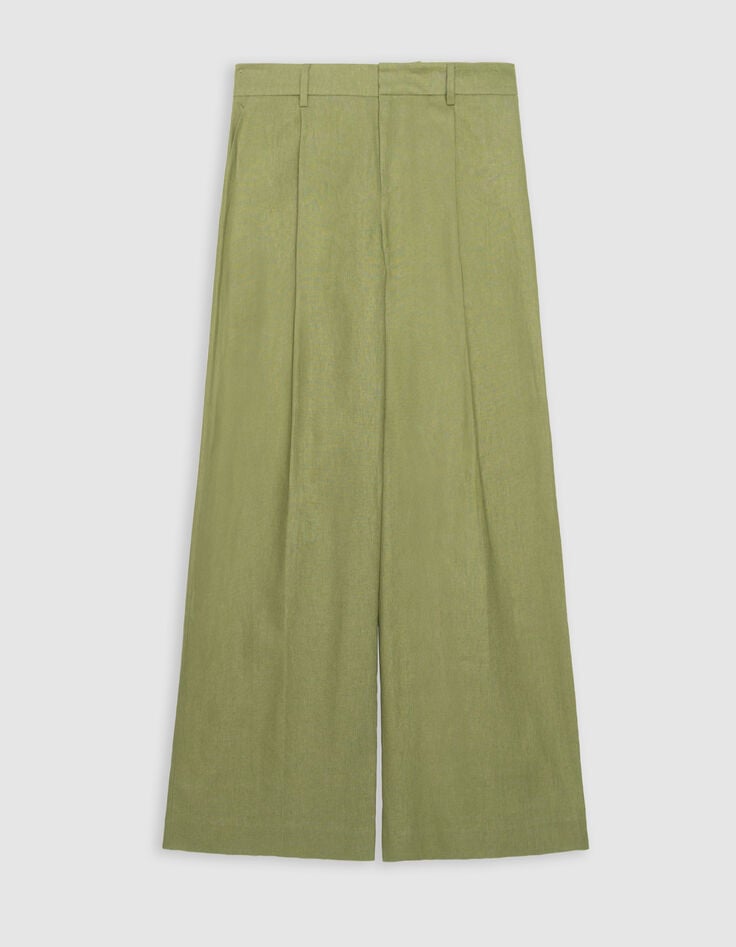 Women's green linen and cotton suit pants-5 Women's green linen and cotton suit pants-5