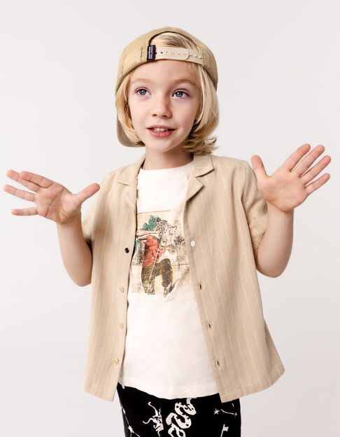 Men's beige organic cotton tiger head t-shirt for boy - IKKS