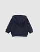 Baby boy blue zipped hooded cardigan-3